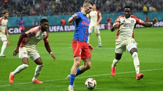 Florin Tănase, după FCSB - Lyon: ”Este un regret imens” Fotbalistul campioanei a invocat o fază controversată şi l-a ironizat pe arbitru