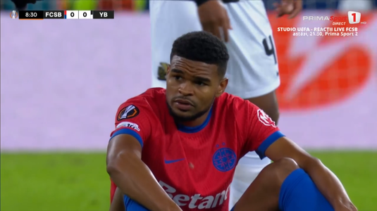 OUT! Malcom Edjouma s-a accidentat şi a ieşit de pe teren încă din startul partidei cu FCSB. Imediat după, campioana a primit gol
