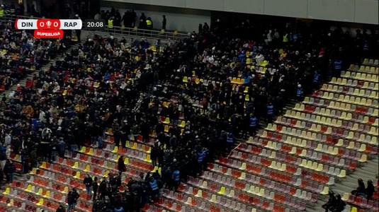 Sute de fani dinamovişti s-au ridicat şi au părăsit Arena Naţională în timpul derby-ului. Care este posibila explicaţie | VIDEO