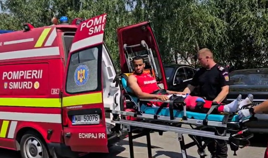 Lovitură pentru Dinamo! Singurul fotbalist de pe post s-a accidentat în amical. Cu dureri, fotbalistul a aşteptat pe asfalt să urce în ambulanţă | FOTO EXCLUSIV