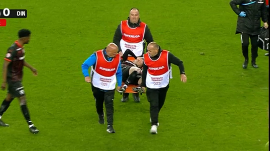 VIDEO | Accidentare serioasă  în Universitatea Craiova - Dinamo! Fotbalistul lui Kopic a părăsit terenul pe targă