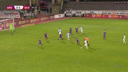 VIDEO FC Argeş - Universitatea Craiova 3-2. Oltenii au pierdut partida după ce au rămas în 10 oameni