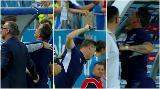 VIDEO | Reacţie uluitoare a lui Rădoi. Craiova a marcat, iar antrenorul a dat cu pumnii în banca de rezerve, s-a certat cu fanii şi a dat de pământ cu legitimaţia de antrenor