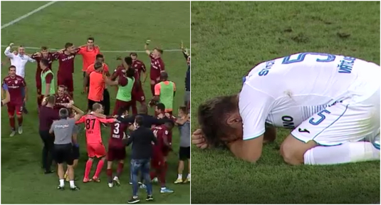 VIDEO | Imagini dramatice cu jucătorii lui U Craiova după fluierul final! Oltenii au plâns pe gazon, CFR-iştii au dat drumul petrecerii