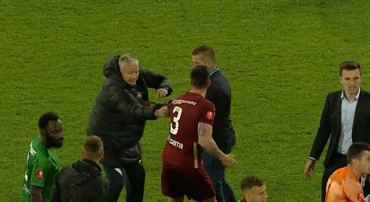 VIDEO | Haos total la Cluj. Dan Petrescu s-a supărat pe Hagi, a sărit la bătaie cu un oficial al Farului şi şi-a bruscat un fotbalist din lot