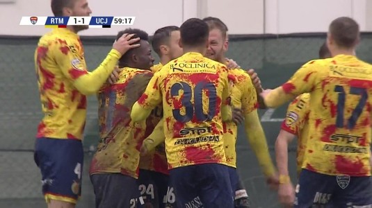 VIDEO | Victorie importantă pentru Ripensia. Timişorenii au revenit de la 0-1 şi s-au impus în faţa Universităţii Cluj