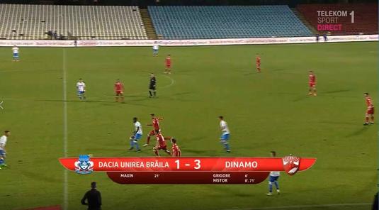 VIDEO | Dacia Unirea Brăila 1-3 Dinamo. A scăpat de Bratu şi a făcut spectacol. Nistor i-a calificat de unul singur pe ”câini” în optimi