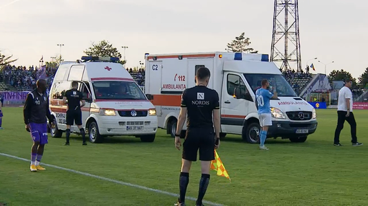 VIDEO | Momente teribile în FC Argeş - FC Voluntari! Ambulanţele au intrat pe teren după ce doi fotbalişti s-au ciocnit violent