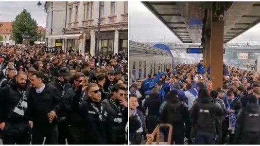 VIDEO | Atmosferă de finală la Sibiu! Fanii Universităţii Cluj şi Universităţii Craiova au făcut spectacol înaintea meciului