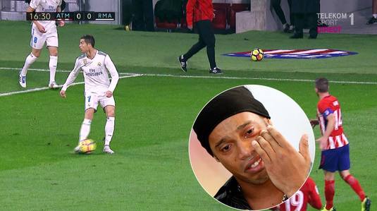 Ronaldinho şi gluma zilei după o tentativă eşuată de "no look pass" a lui Ronaldo. VIDEO | Ce a încercat CR7 şi ce a ieşit