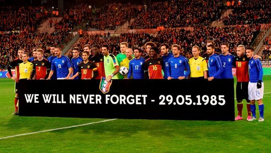 Belgia şi Italia au oprit meciul în minutul 39, pentru a comemora tragedia de pe Heysel VIDEO