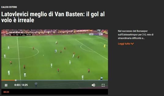 VIDEO | Golul lui Latovlevici i-a dat pe spate pe italieni. Gazzetta dello Sport: "Mai bun decât Van Basten"