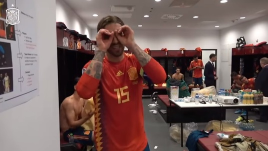 VIDEO | Cum au sărbătorit spaniolii victoria cu România! Jucătorii au făcut spectacol în vestiarul de la Arena Naţională! Sergio Ramos, în centrul atenţiei