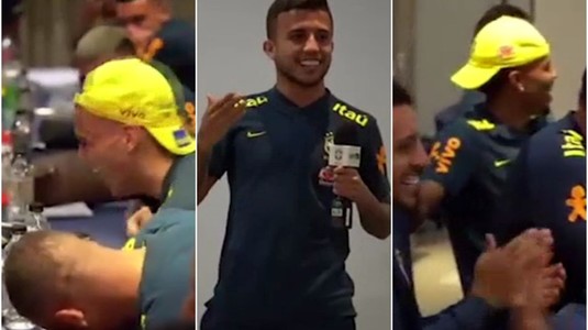 VIDEO | Neymar a avut o criză de râs. Starurile din naţionala Braziliei i-au făcut "botezul" unui coleg: "Eram în avion şi era întuneric"