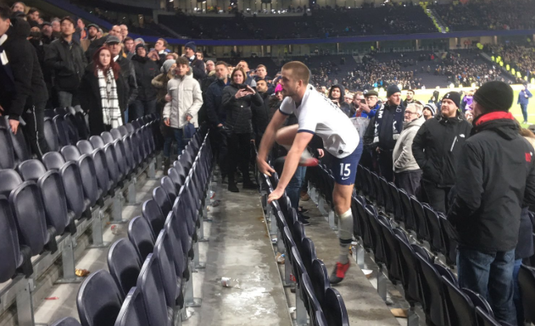 VIDEO Momente halucinante după eliminarea lui Tottenham din Cupa Angliei! Eric Dier a urcat în tribună şi a vrută să bată un suporter