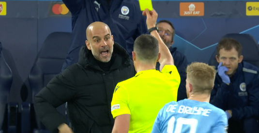 Istvan Kovacs, duel cu Pep Guardiola. Momentul în care arbitrul român l-a avertizat pe managerul lui Manchester City | VIDEO