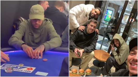 FOTO | Turneu de poker şi masă la fast-food. În ce ipostaze inedite a fost surprins Neymar la doar o zi după înfrângerea cu Bayern Munchen
