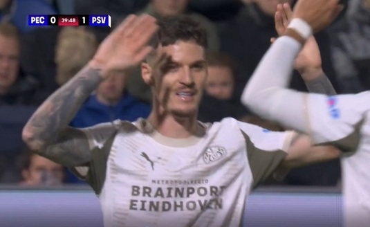 VIDEO | Dennis Man a marcat pentru prima dată la PSV! Titular, românul s-a remarcat şi cu o pasă de gol în campionatul Olandei