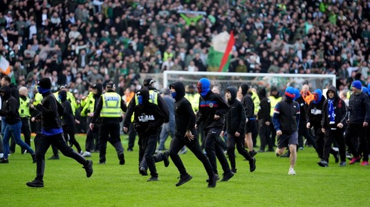 VIDEO | Momente uluitoare în Scoţia. Fanii rivalelor Celtic şi Rangers au intrat pe gazon şi s-au bătut imediat după meciul direct din Cupă
