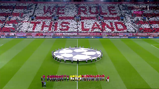VIDEO | ”Noi suntem şefi pe acest pământ”. Coregrafie EXCEPŢIONALĂ realizată de fanii lui Olympiakos la meciul cu Barcelona