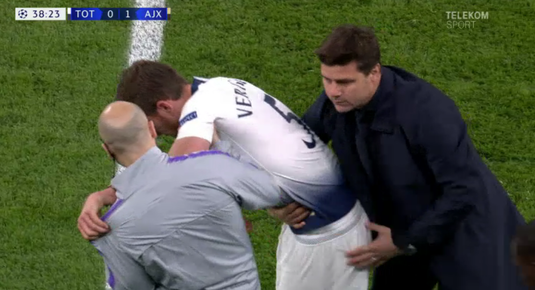 VIDEO | Imagini şocante la Tottenham - Ajax! Lui Vertonghen i s-a făcut rău pe teren! A început să vomite şi a fost scos pe braţe de pe teren
