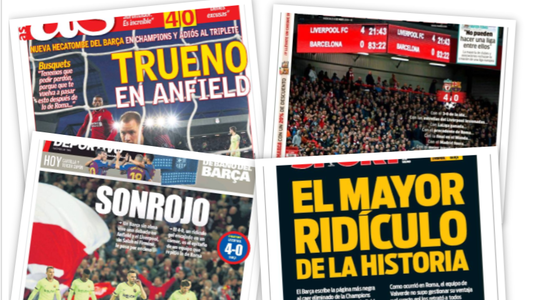 Cum au tratat ziarele din Spania eliminarea istorică din Champions League a Barcelonei: "Tunet pe Anfield!"
