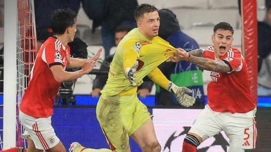 Portarul Trubin, după ce a marcat golul ce a dus Benfica în play-off-ul Ligii Campionilor: ”A fost un moment de nebunie. Nu sunt obişnuit să marchez”