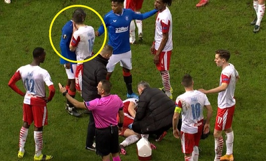 VIDEO | Momentul care a declanşat un scandal mondial de rasism la Rangers - Slavia. Gestul pe care-l face Kudela. Steven Gerrard, şocat: ”Nici nu-mi vine să mai vorbesc despre fotbal”