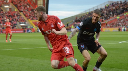 Aberdeen - FCSB 2-2. Campioana României a condus cu 2-0, dar s-a văzut egalată pe final. Returul de la Bucureşti, încins după rezultatul din Scoţia