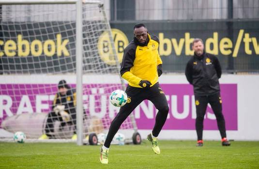 Nebunie la Dortmund pentru Usain Bolt! Mii de oameni au urmărit antrenamentul recordmanului mondial cu Borussia. Primul gol în "galben". VIDEO