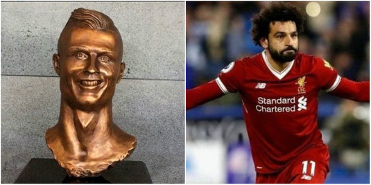 A păţit-o ca Ronaldo :) FOTO | Cum arată statuia creată în onoarea lui Mohamed Salah! Fanii lui Liverpool au dat startul glumelor