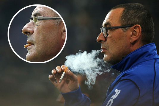 Fumatul interzis, dar nu şi MÂNCATUL! Imagine incredibilă oferită de Sarri la primul meci în Premier League! Ce a făcut