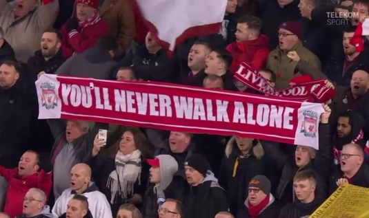 VIDEO | Din nou la înălţime! Cum a sunat "You'll Never Walk Alone" cântat înainte de Liverpool - United