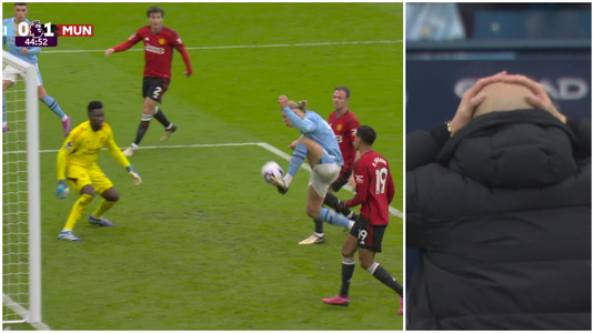 VIDEO | Ai voie să ratezi de acolo? Haaland s-a făcut de râs şi l-a scos din minţi pe Guardiola cu ratarea din meciul cu Manchester United