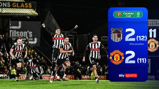 Rezultat istoric în Cupa Ligii Angliei. O echipă din divizia a patra a eliminat-o pe Manchester United