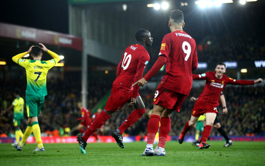 Liverpool îşi continuă parcursul aproape perfect în Premier League. Victorie la limită pentru "cormorani" contra lui Norwich