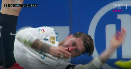 VIDEO | Momente groaznice la derby-ul Madridului. Sergio Ramos, umplut de sânge de un adversar