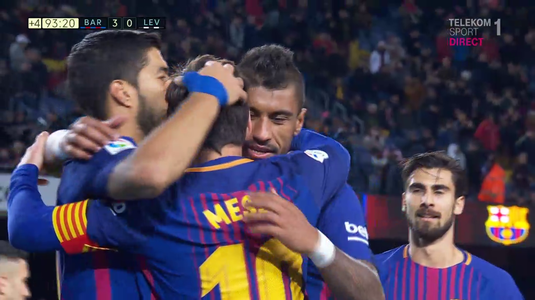 VIDEO | Încă un meci rezolvat de Messi şi Suarez. Victorie fără emoţii pentru Barcelona în partida cu Levante