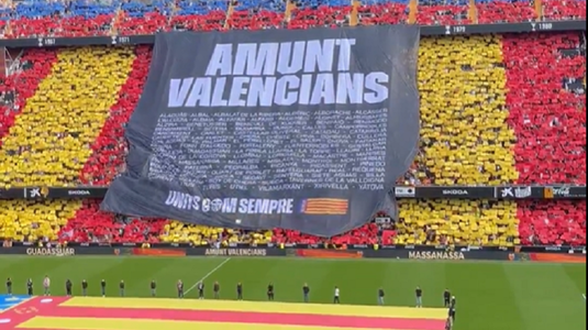 VIDEO | Omagiu emoţionant pe Mestalla la primul meci al Valenciei de după inundaţiile devastatoare din regiune