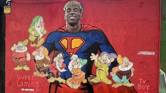 Pictura murală a lui Lamine Yamal, vandalizată la Barcelona, "Cei şapte pitici" adăugaţi lângă starul de la FC Barcelona