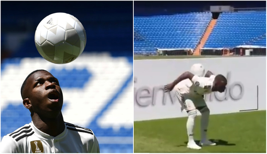 VIDEO | La ani lumină de Cristiano. Vinicius Junior s-a făcut de râs la prezentarea oficială la Real Madrid