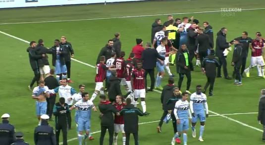 VIDEO | Milan - Lazio, derby încins! Poliţia obligată să intervină la finalul partidei. Jucătorii celor două formaţii la un pas de bătaie generală