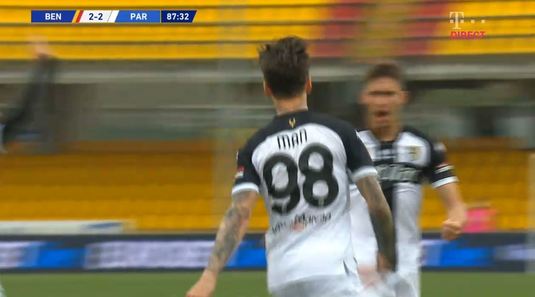 Benevento - Parma 2-2. Dennis Man a adus un punct Parmei, printr-un gol superb marcat în minutul 88. Mihăilă a jucat în ultimele 15 minute