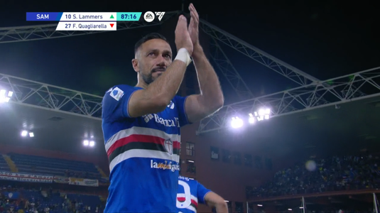 VIDEO |  ”Standing ovation” pentru Quagliarella. La 40 de ani, atacantul Sampdoriei a izbucnit în lacrimi la ultimul meci în faţa suporterilor