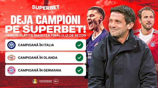 Chivu şi Man, deja campioni pe Superbet: pariuri plătite
înaintea finalului de sezon!