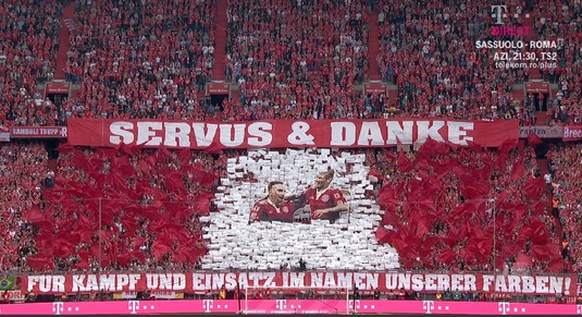 Imagini superbe pe Allianz Arena! VIDEO | Cum şi-a luat Bayern "adio" de la Robben, Ribery şi Rafinha şi coregrafia pregătită de fani