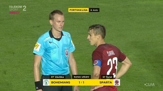 Bohemians Praga - Sparta Praga 1-1. Cu Stanciu accidentat şi înlocuit la pauză, Sparta s-a împiedicat de Bohemians