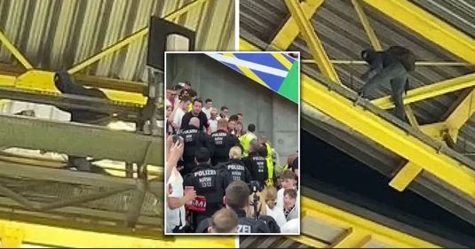 Un bărbat a fost arestat după ce s-a urcat pe acoperişul stadionului din Dortmund, unde se juca Germania - Danemarca | VIDEO