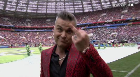 Fox îşi cere scuze pentru gestul obscen făcut de Robbie Williams în deschiderea Cupei Mondiale 2018