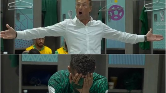 Nebunie în vestiar! Au apărut imaginile reale de la pauza meciului cu Argentina. Antrenorul Arabiei Saudite: "Scoate telefonul, poţi face o poză cu Messi", un fotbalist plângea | VIDEO